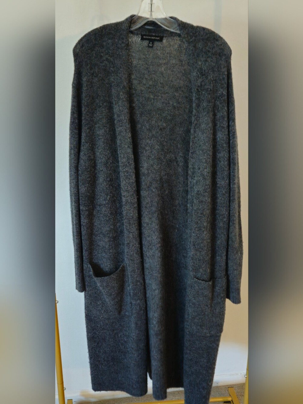 Banana Republic Long Open-Front Cardigan in Charcoal Gray